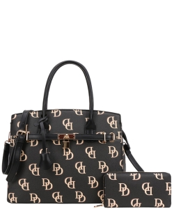 2 in 1 DD Classic Satchel Wallet Set DD6794W BLACK